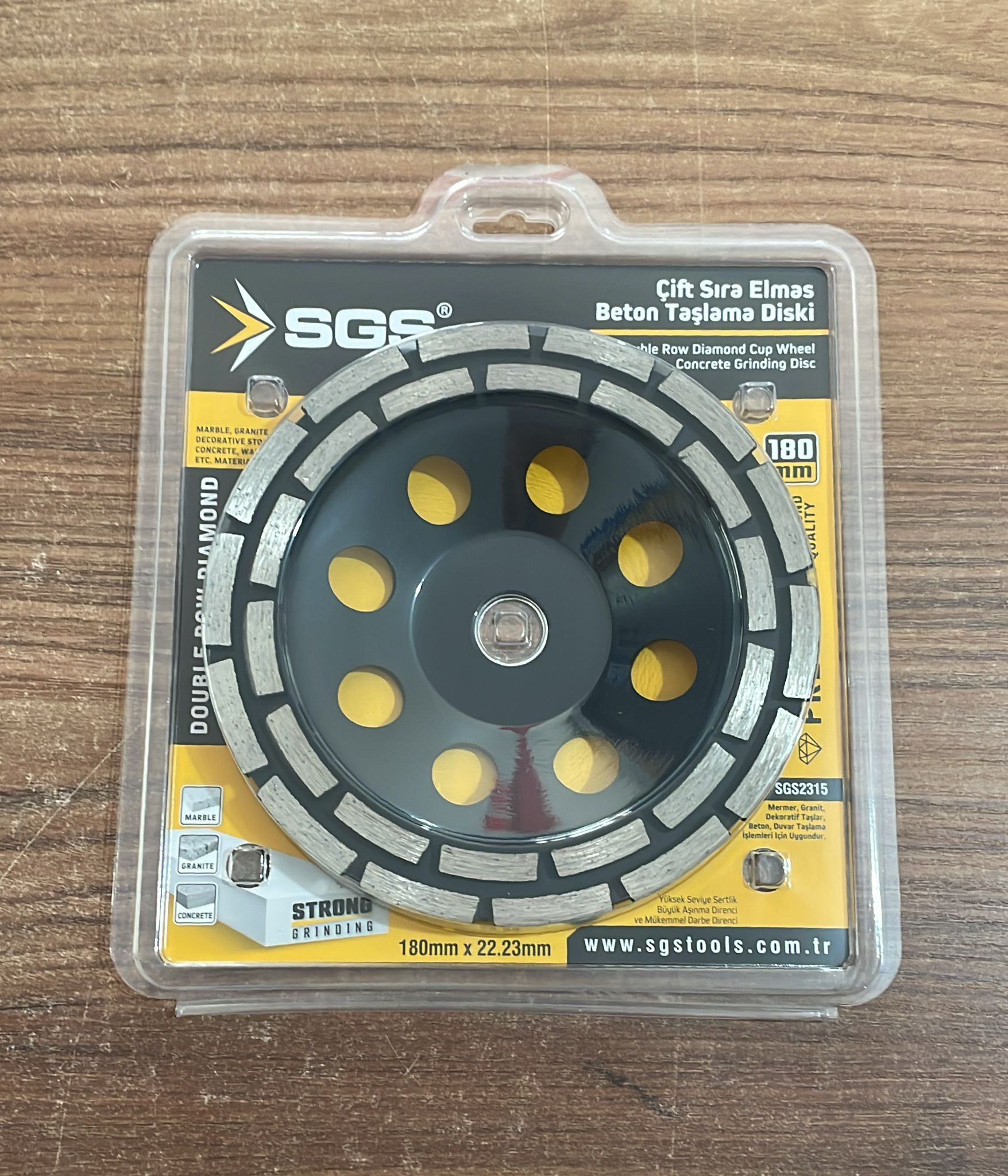 SGS2315 ÇİFT SIRA ELMAS BETON TAŞLAMA DİSKİ 180 MM